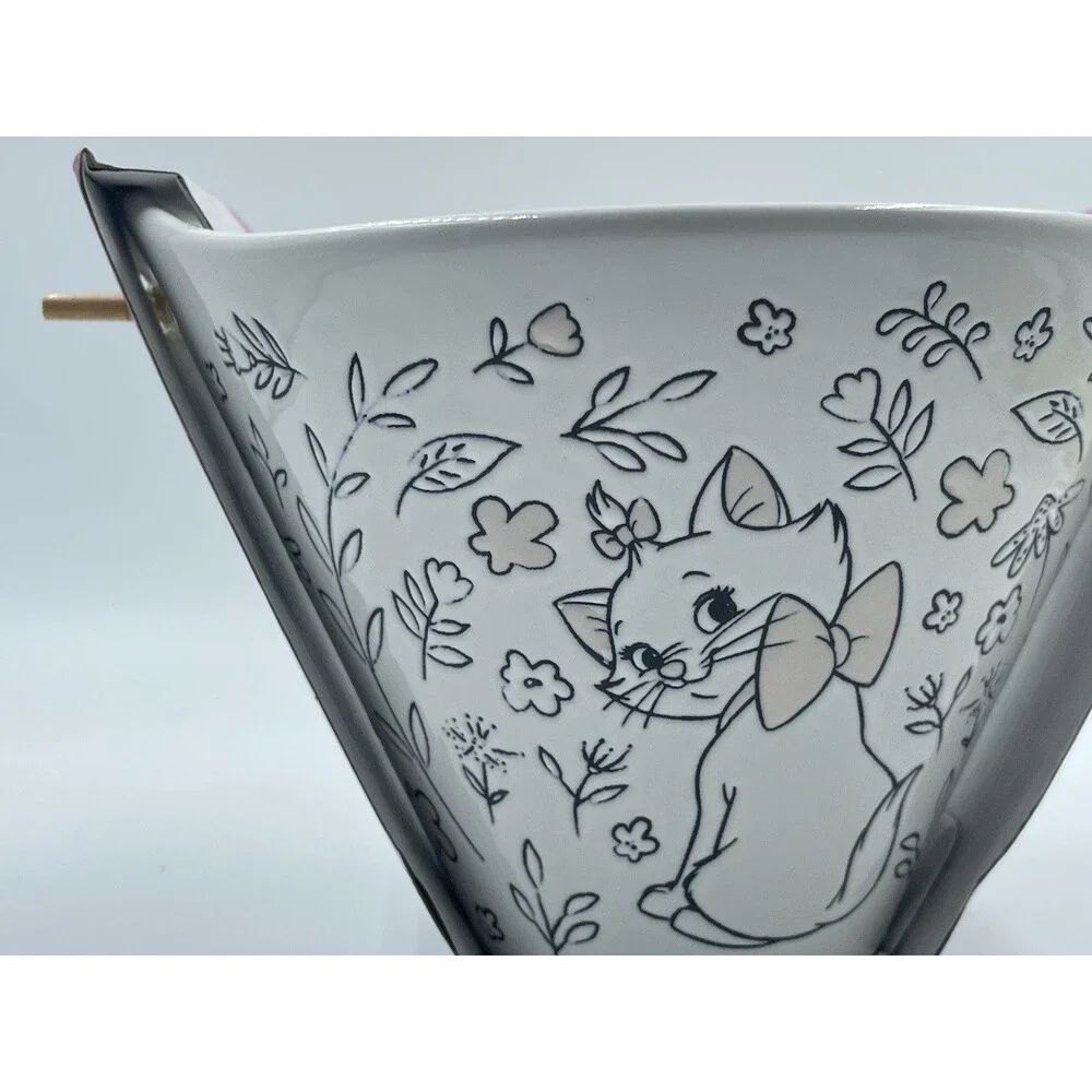 Disney The Aristocrats Marie Pink And White Ribbon Ramen Bowl With Chopsticks 💝